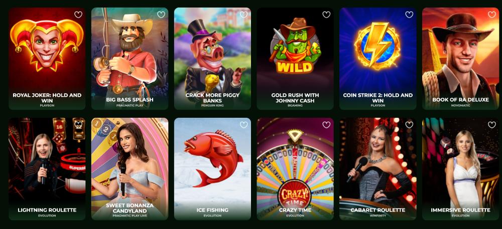 Spielauswahl und Anbieter bei Casinacho Casino
